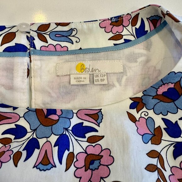 Boden Smocked Waist Mini Dress in Multi/Wildflower Prairie - size 8P - Picture 11 of 16